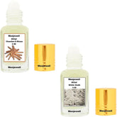 Menjewell Chandan-E-Khaas + White Oudh Attar Combo 5ml 0.16 Fl.oz. Each Pack Of 2 | Long Lasting | Unisex Fragrance | Alcohol Free